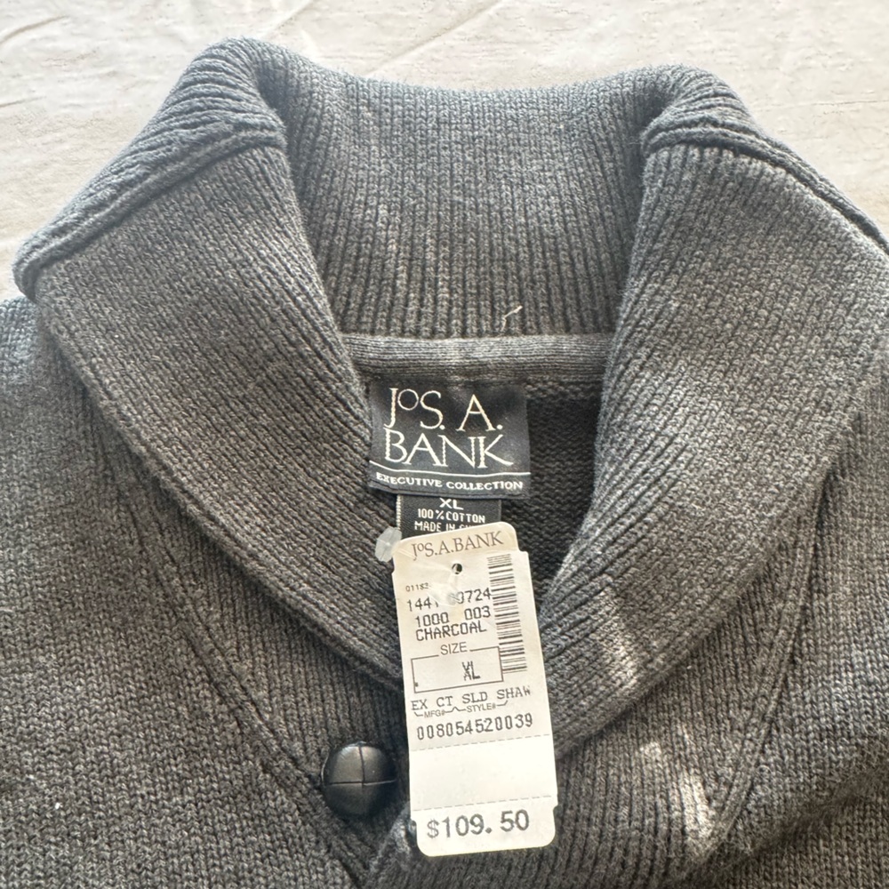 Jos. A. Bank Charcoal Shawl-Collar Men's Sweater - XL
